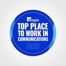 Load image into Gallery viewer, Ragan Top Place to Work in Communications 2026 text on a blue background
